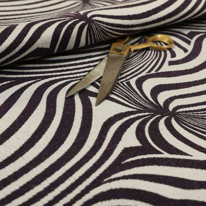 Anchorage Modern Funky Stripe Zebra Style Design Purple White Lightweight Furnishing Fabrics CTR-581 - Made To Measure Curtains