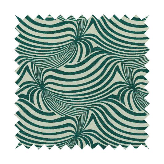 Anchorage Modern Funky Stripe Zebra Style Design Teal White Lightweight Furnishing Fabrics CTR-582