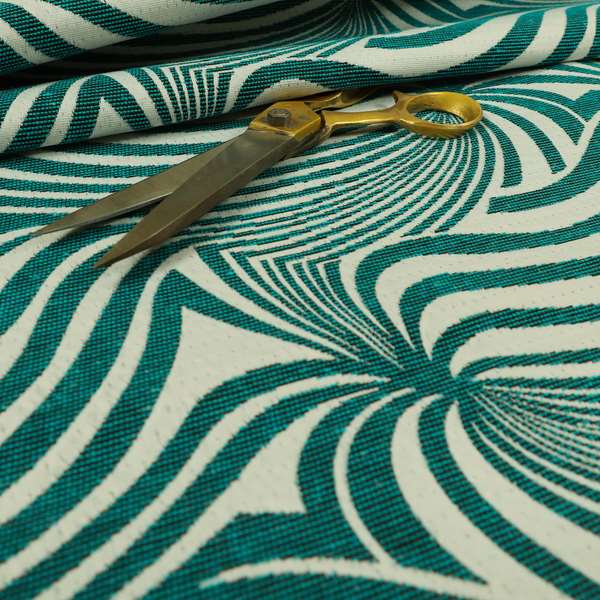 Anchorage Modern Funky Stripe Zebra Style Design Teal White Lightweight Furnishing Fabrics CTR-582 - Handmade Cushions