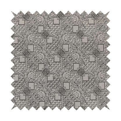 Kenai Glitter Upholstery Furnishing Pattern Fabric Patchwork Floral In Grey Silver CTR-587
