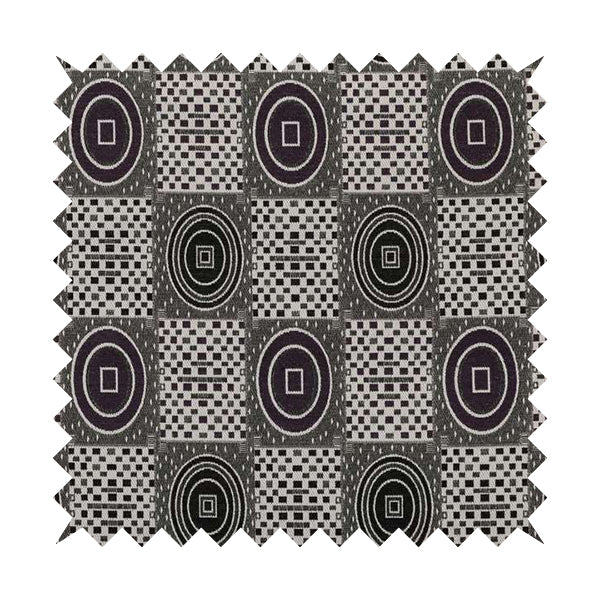 Juneau Glitter Upholstery Furnishing Pattern Fabric Modern Geometric In Purple Silver CTR-588 - Roman Blinds