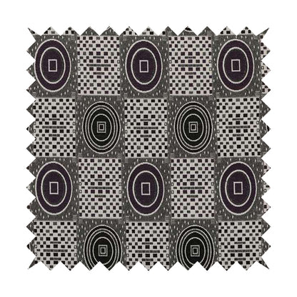 Juneau Glitter Upholstery Furnishing Pattern Fabric Modern Geometric In Purple Silver CTR-588 - Roman Blinds