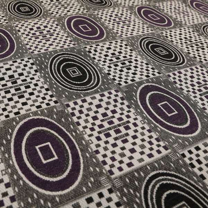 Juneau Glitter Upholstery Furnishing Pattern Fabric Modern Geometric In Purple Silver CTR-588 - Roman Blinds