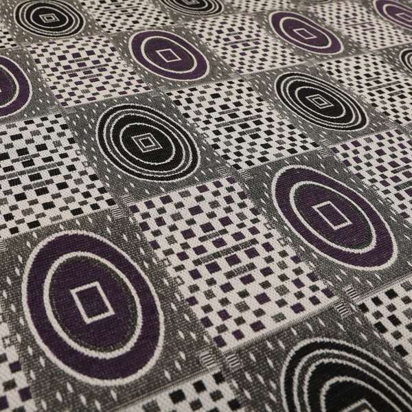 Juneau Glitter Upholstery Furnishing Pattern Fabric Modern Geometric In Purple Silver CTR-588