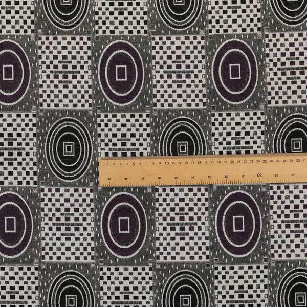 Juneau Glitter Upholstery Furnishing Pattern Fabric Modern Geometric In Purple Silver CTR-588 - Roman Blinds