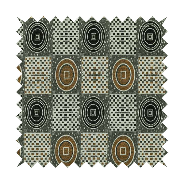 Juneau Glitter Upholstery Furnishing Pattern Fabric Modern Geometric In Yellow Black CTR-589 - Roman Blinds