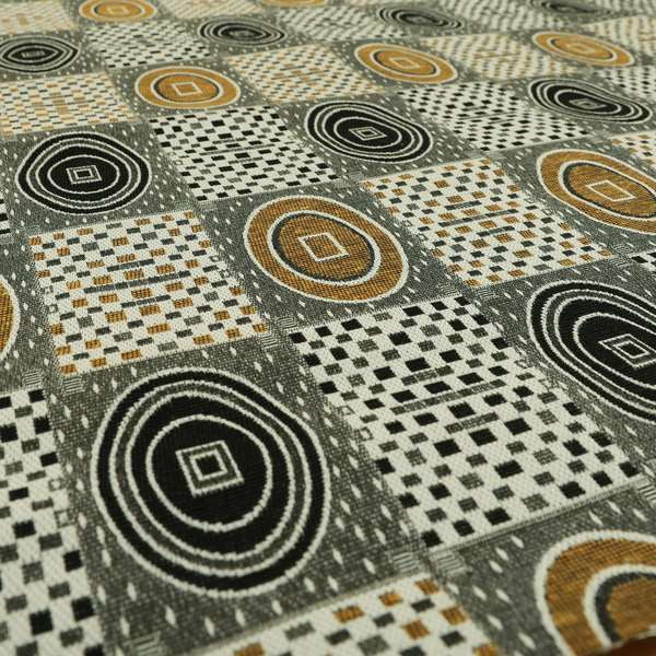 Juneau Glitter Upholstery Furnishing Pattern Fabric Modern Geometric In Yellow Black CTR-589