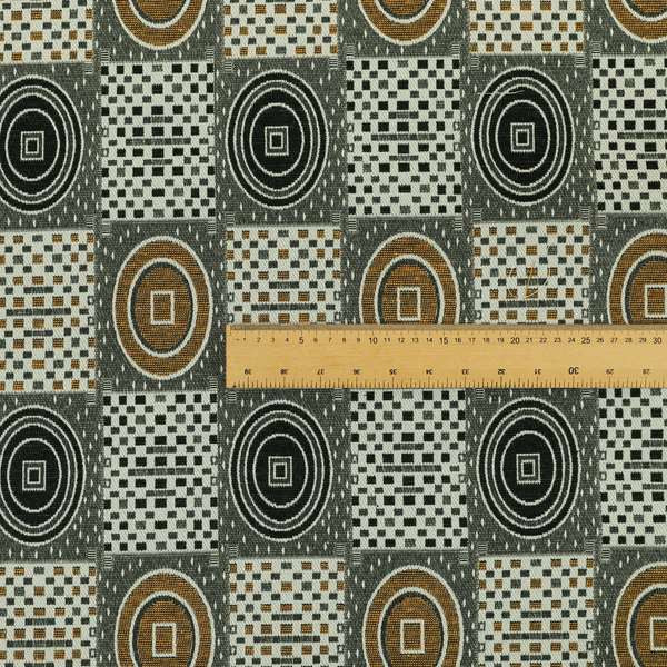 Juneau Glitter Upholstery Furnishing Pattern Fabric Modern Geometric In Yellow Black CTR-589 - Roman Blinds