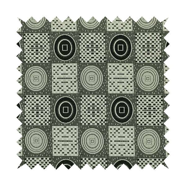 Juneau Glitter Upholstery Furnishing Pattern Fabric Modern Geometric Black Grey White CTR-590 - Roman Blinds