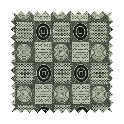 Juneau Glitter Upholstery Furnishing Pattern Fabric Modern Geometric Black Grey White CTR-590 - Roman Blinds