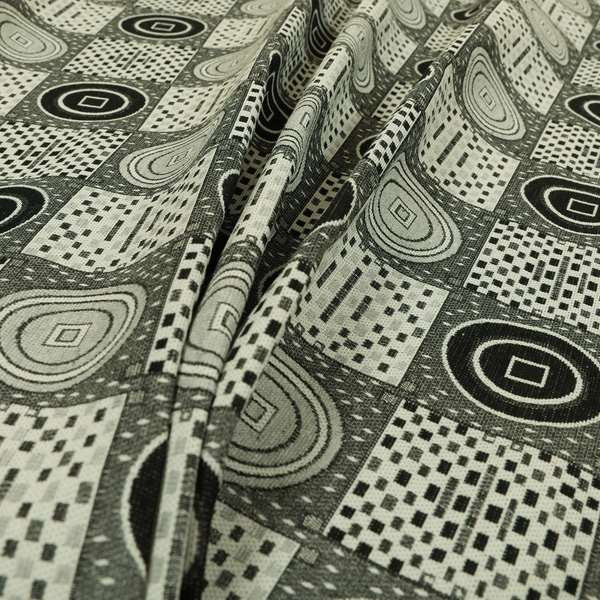 Juneau Glitter Upholstery Furnishing Pattern Fabric Modern Geometric Black Grey White CTR-590 - Made To Measure Curtains