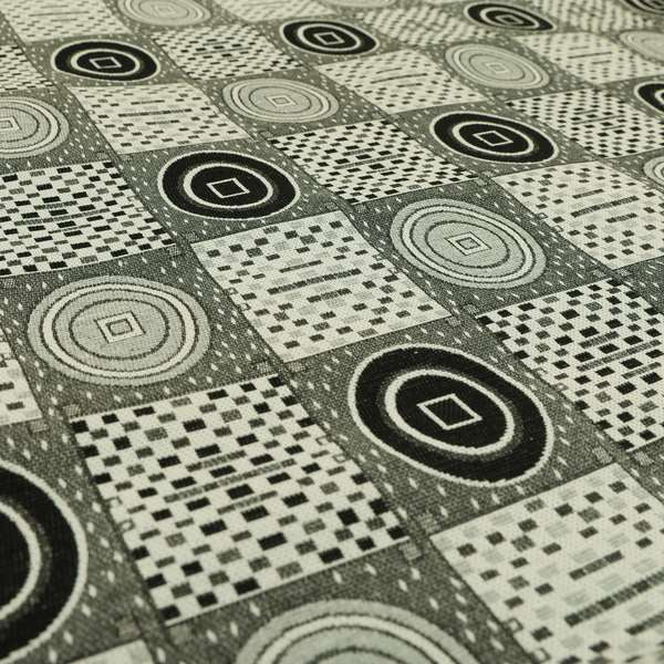 Juneau Glitter Upholstery Furnishing Pattern Fabric Modern Geometric Black Grey White CTR-590 - Handmade Cushions