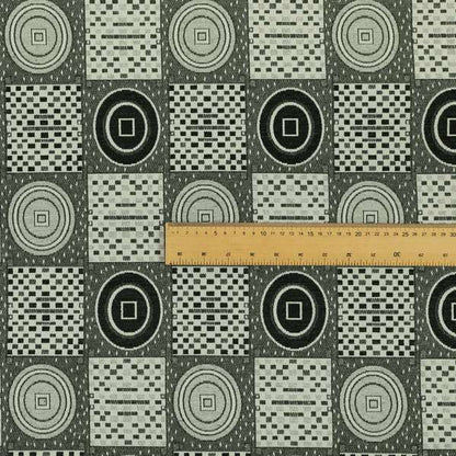 Juneau Glitter Upholstery Furnishing Pattern Fabric Modern Geometric Black Grey White CTR-590 - Roman Blinds