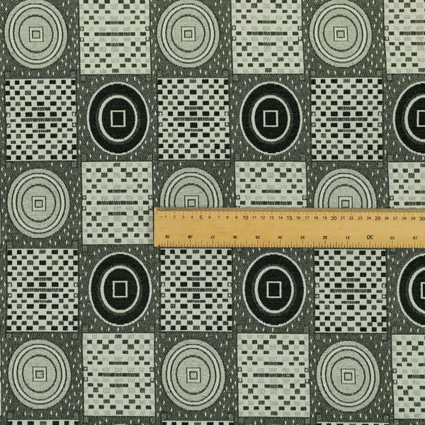 Juneau Glitter Upholstery Furnishing Pattern Fabric Modern Geometric Black Grey White CTR-590