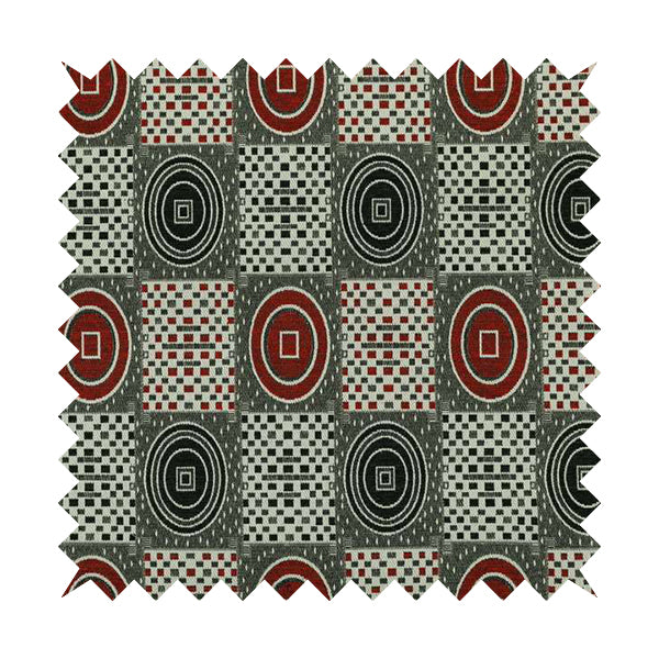 Juneau Glitter Upholstery Furnishing Pattern Fabric Modern Geometric In Black Red CTR-591
