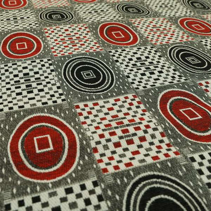 Juneau Glitter Upholstery Furnishing Pattern Fabric Modern Geometric In Black Red CTR-591 - Handmade Cushions