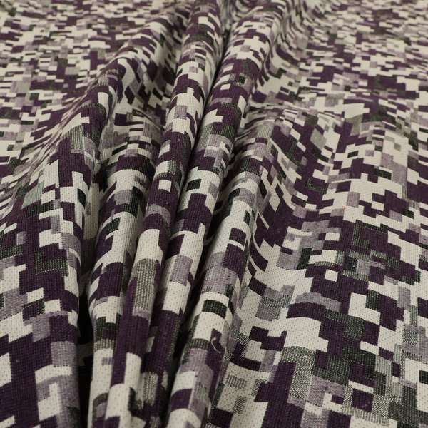 Nome Geometric Pattern Purple White Lightweight Upholstery Furnishing Fabrics CTR-594 - Roman Blinds