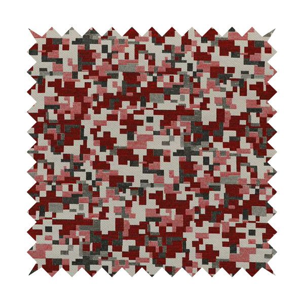 Nome Geometric Pattern Red White Lightweight Upholstery Furnishing Fabrics CTR-595 - Handmade Cushions