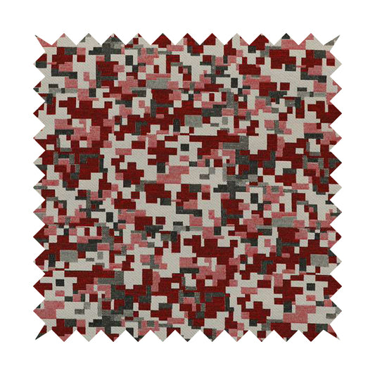 Nome Geometric Pattern Red White Lightweight Upholstery Furnishing Fabrics CTR-595