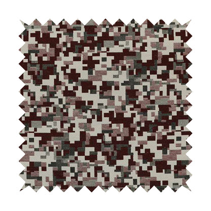 Nome Geometric Pattern Burgundy White Lightweight Upholstery Furnishing Fabrics CTR-596 - Roman Blinds