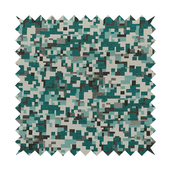 Nome Geometric Pattern Teal Blue Grey Lightweight Upholstery Furnishing Fabrics CTR-598 - Handmade Cushions