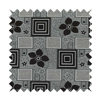 Sitka Modern Upholstery Furnishing Pattern Fabric Floral Patchwork In Brown Cream CTR-601 - Roman Blinds