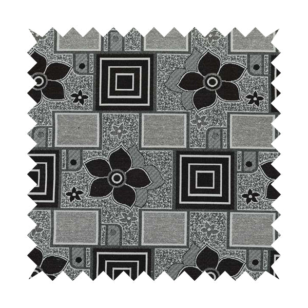 Sitka Modern Upholstery Furnishing Pattern Fabric Floral Patchwork In Brown Cream CTR-601 - Made To Measure Curtains