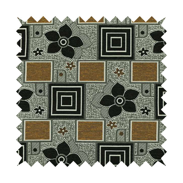 Sitka Modern Upholstery Furnishing Pattern Fabric Floral Patchwork In Yellow Black CTR-602 - Handmade Cushions