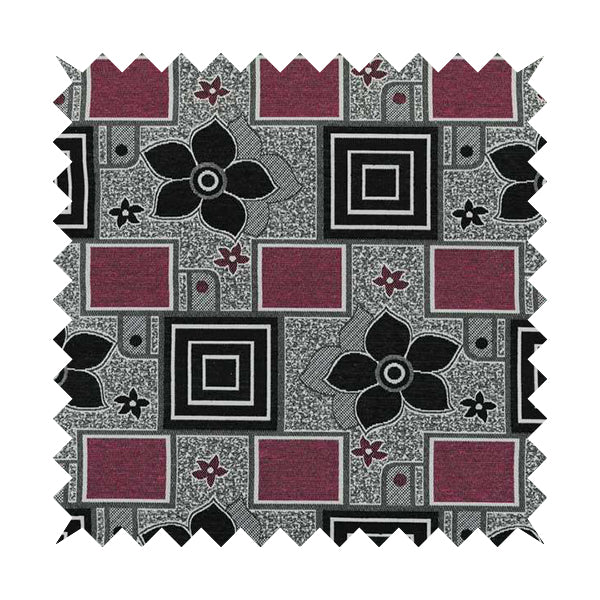 Sitka Modern Upholstery Furnishing Pattern Fabric Floral Patchwork In Pink CTR-603 - Roman Blinds