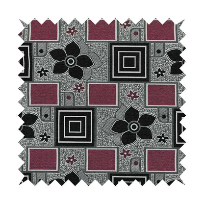 Sitka Modern Upholstery Furnishing Pattern Fabric Floral Patchwork In Pink CTR-603 - Roman Blinds