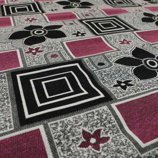 Sitka Modern Upholstery Furnishing Pattern Fabric Floral Patchwork In Pink CTR-603