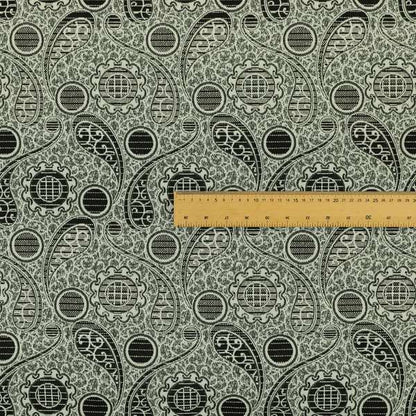 Wasilla Upholstery Furnishing Pattern Fabrics Paisley Damask In Cream Black CTR-604