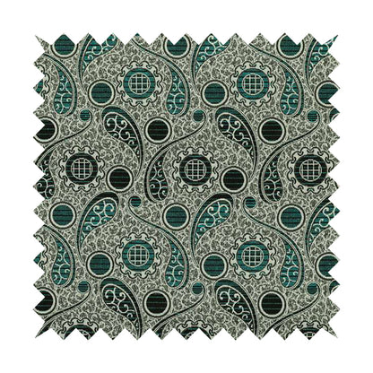 Wasilla Upholstery Furnishing Pattern Fabrics Paisley Damask In Teal Blue Grey CTR-605 - Handmade Cushions