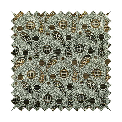Wasilla Upholstery Furnishing Pattern Fabrics Paisley Damask In Yellow Black CTR-606