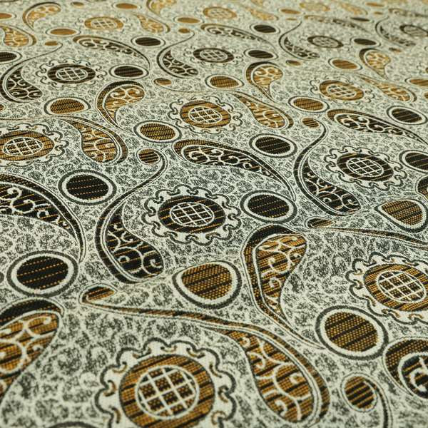 Wasilla Upholstery Furnishing Pattern Fabrics Paisley Damask In Yellow Black CTR-606 - Handmade Cushions