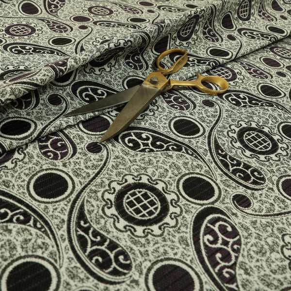 Wasilla Upholstery Furnishing Pattern Fabrics Paisley Damask In Purple Black CTR-607 - Handmade Cushions