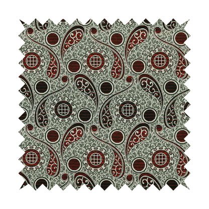 Wasilla Upholstery Furnishing Pattern Fabrics Paisley Damask In Red Black CTR-608 - Handmade Cushions