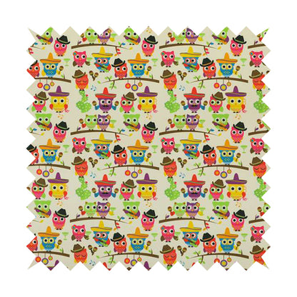 Freedom Printed Velvet Fabric Multi Colour Owls Animal Pattern Upholstery Fabric CTR-610 - Roman Blinds