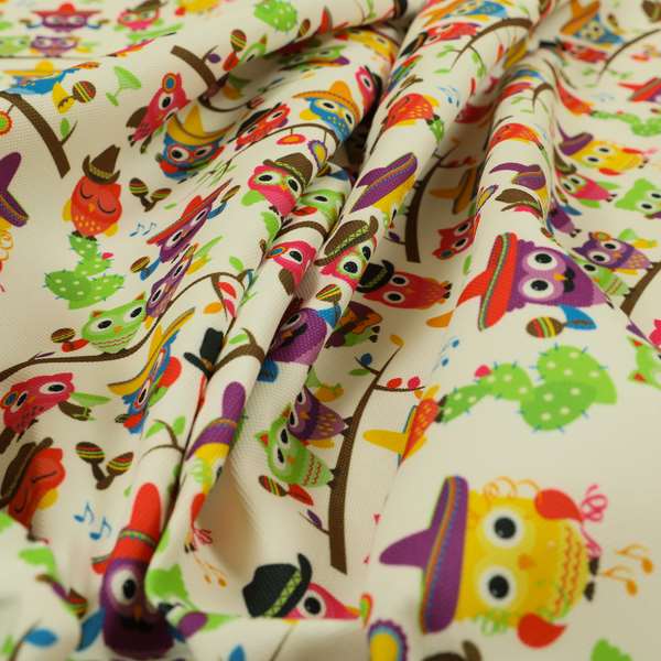 Freedom Printed Velvet Fabric Multi Colour Owls Animal Pattern Upholstery Fabric CTR-610 - Handmade Cushions