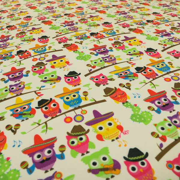 Freedom Printed Velvet Fabric Multi Colour Owls Animal Pattern Upholstery Fabric CTR-610 - Handmade Cushions