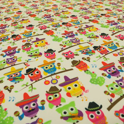 Freedom Printed Velvet Fabric Multi Colour Owls Animal Pattern Upholstery Fabric CTR-610