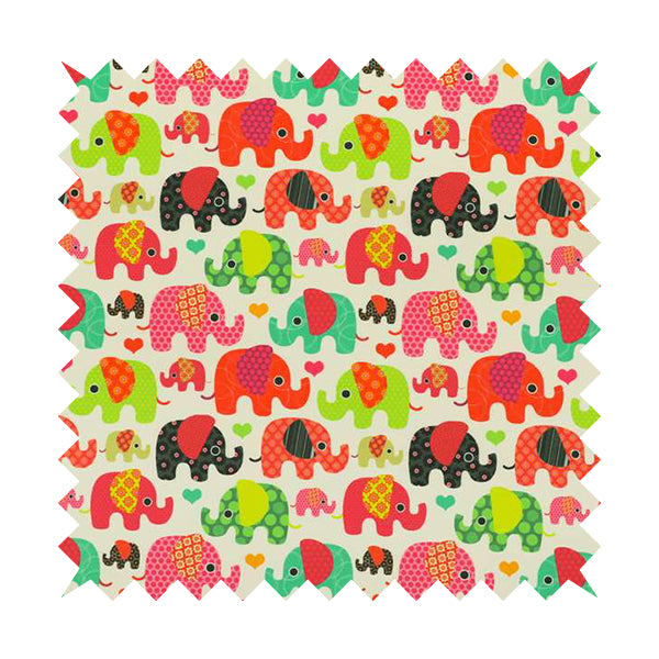 Freedom Printed Velvet Fabric Multi Coloured Elephant Animal Pattern Upholstery Fabric CTR-611 - Made To Measure Curtains