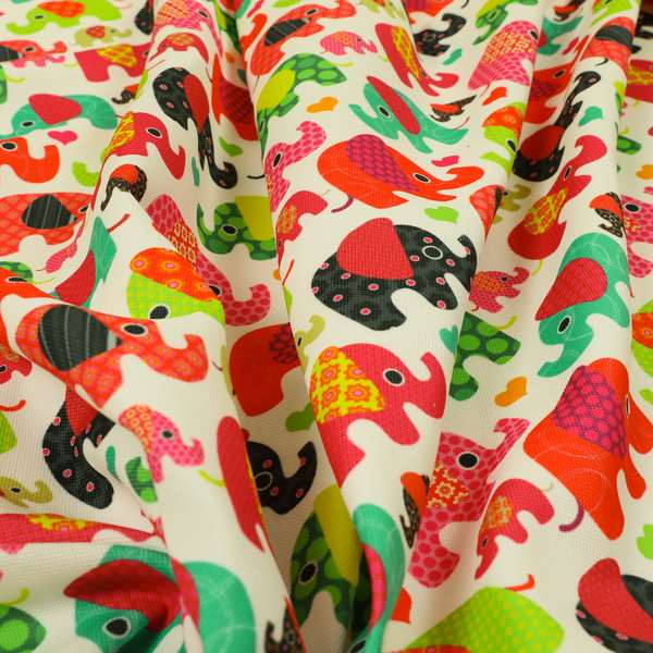 Freedom Printed Velvet Fabric Multi Coloured Elephant Animal Pattern Upholstery Fabric CTR-611
