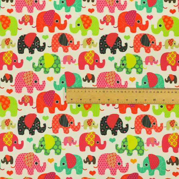 Freedom Printed Velvet Fabric Multi Coloured Elephant Animal Pattern Upholstery Fabric CTR-611 - Made To Measure Curtains