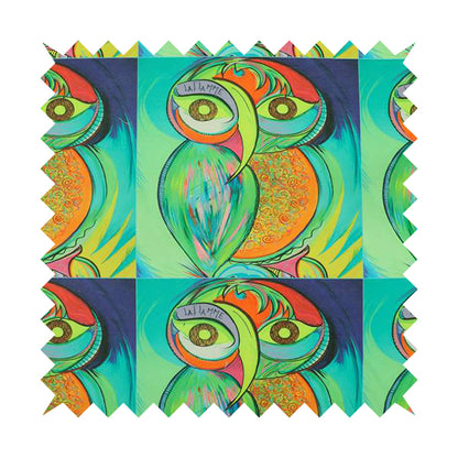 Freedom Printed Velvet Fabric Colourful Owl Animal Pattern Upholstery Fabric CTR-614 - Made To Measure Curtains