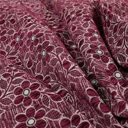 Davina Floral Pattern Textured Chenille Upholstery Curtain Fabric Pink Colour CTR-618