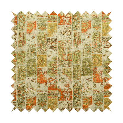 Freedom Printed Velvet Fabric Collection Patchwork Traditional Pattern In Orange Green Colour Upholstery Fabric CTR-62 - Handmade Cushions