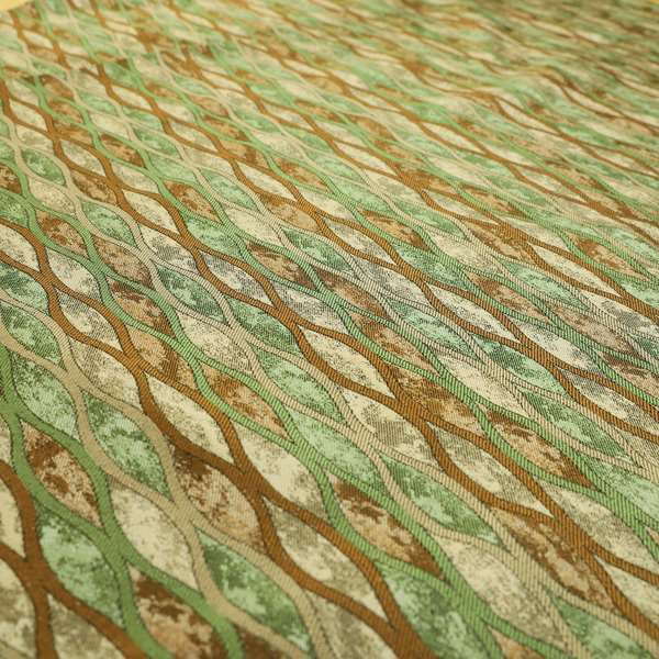 Jangwa Modern Two Tone Stripe Pattern Upholstery Curtains Green Brown Colour Fabric CTR-626