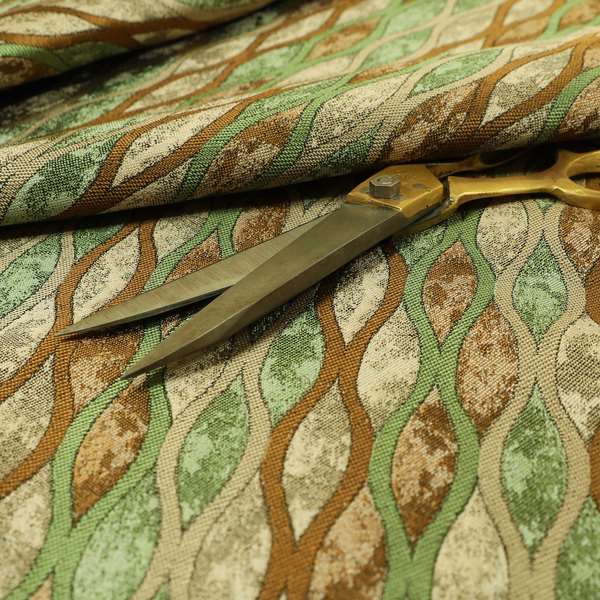 Jangwa Modern Two Tone Stripe Pattern Upholstery Curtains Green Brown Colour Fabric CTR-626 - Made To Measure Curtains