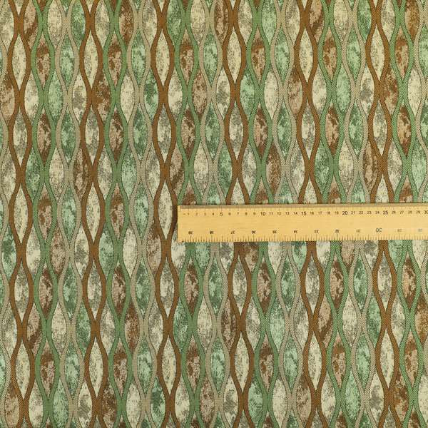 Jangwa Modern Two Tone Stripe Pattern Upholstery Curtains Green Brown Colour Fabric CTR-626